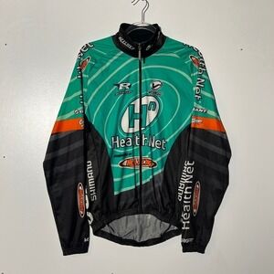 Verge Sport Health Net Cycling Jersey Long Sleeve Men's Size M Green Black Green